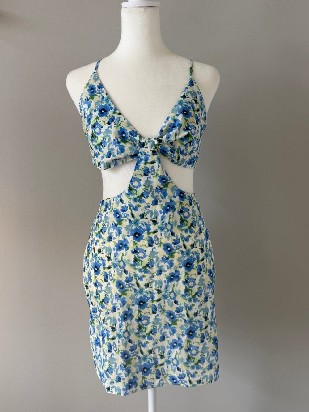 Blue and Green Flower Mini Dress